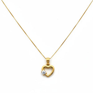 10k Yellow Gold Heart with Diamond Necklace