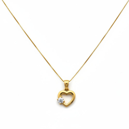 10k Yellow Gold Heart with Diamond Necklace