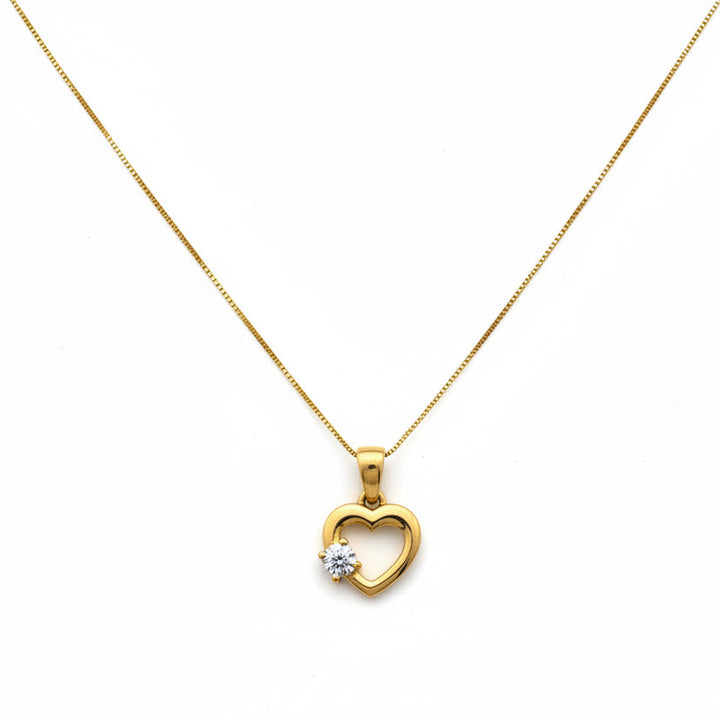 10k Yellow Gold Heart with Diamond Necklace