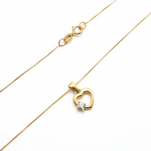 10k Yellow Gold Heart with Diamond Necklace
