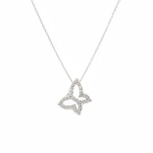10k White Gold Butterfly Diamond Pendant Necklace