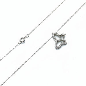 10k White Gold Butterfly Diamond Pendant Necklace