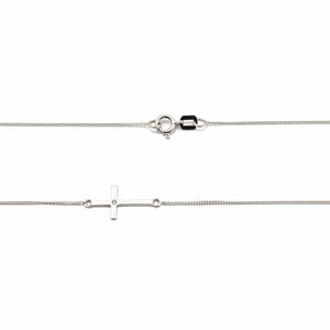 10k White Gold Cross Pendant with Diamond Necklace