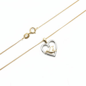 10k Two-toned Heart and Dove Pendant Necklace