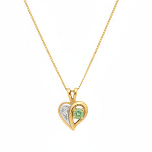 10k Yellow Gold Diamond and Peridot Heart Necklace