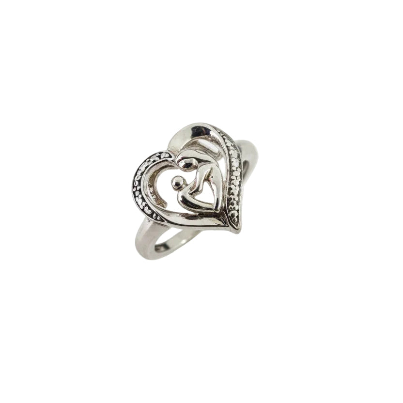 925 Sterling Silver Mother & Child Heart Promise Ring