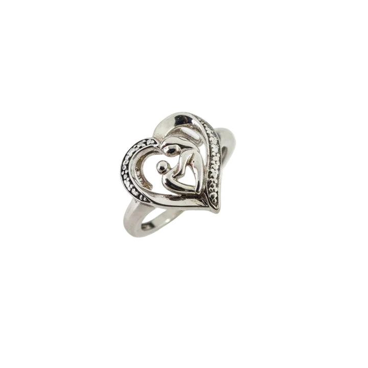 925 Sterling Silver Mother & Child Heart Promise Ring