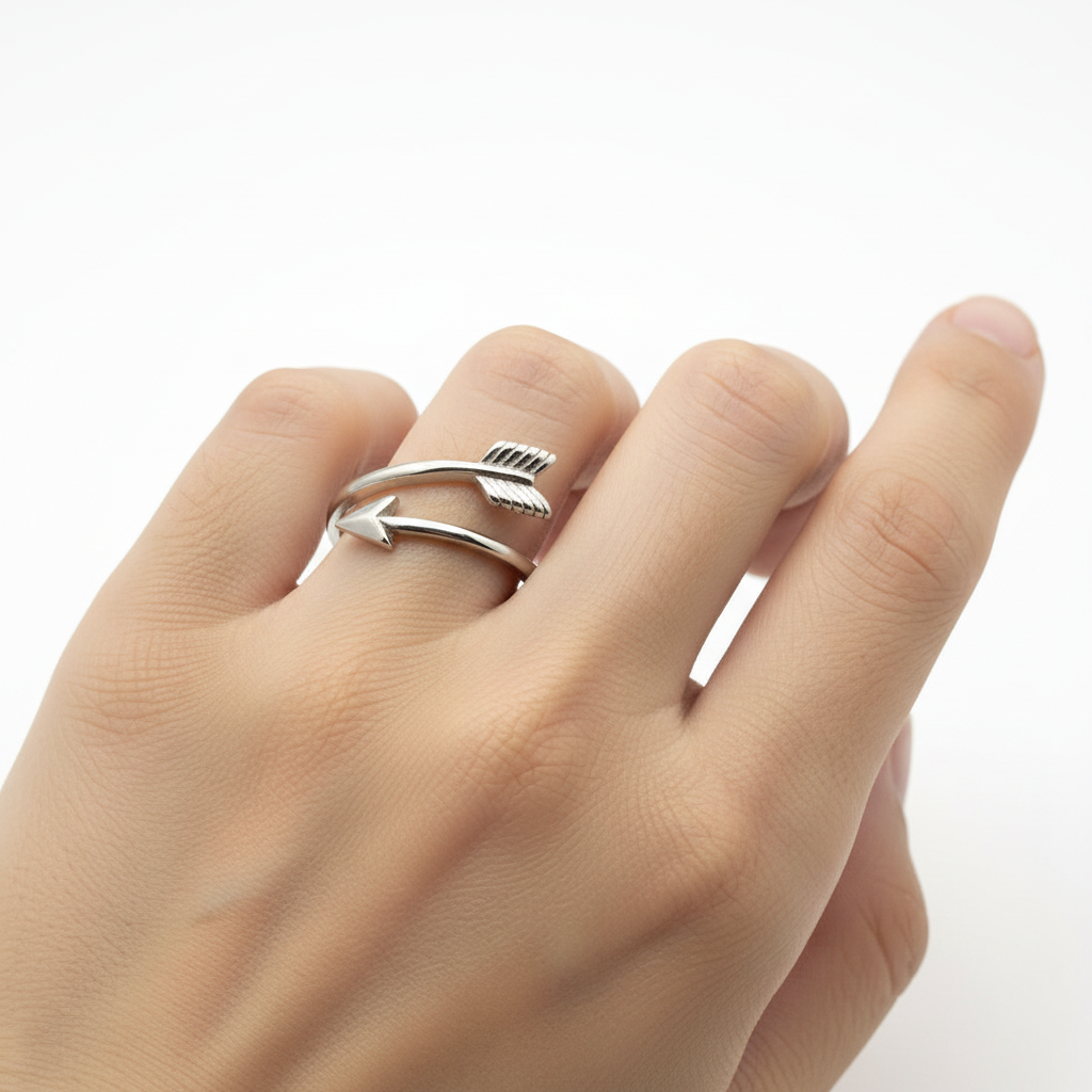 925 Sterling Silver Arrow Bypass  Ring