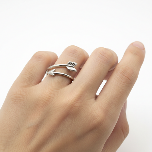 925 Sterling Silver Arrow Bypass  Ring