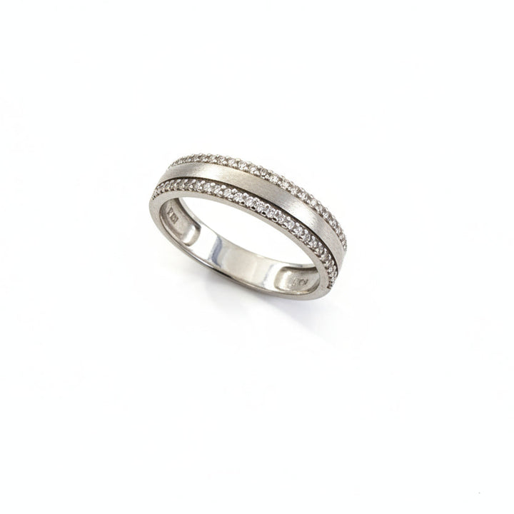 925 Sterling Silver Double Row Channel Band Ring