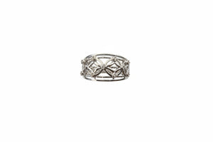 925 Sterling Silver Filigree Cutout Diamond Ring