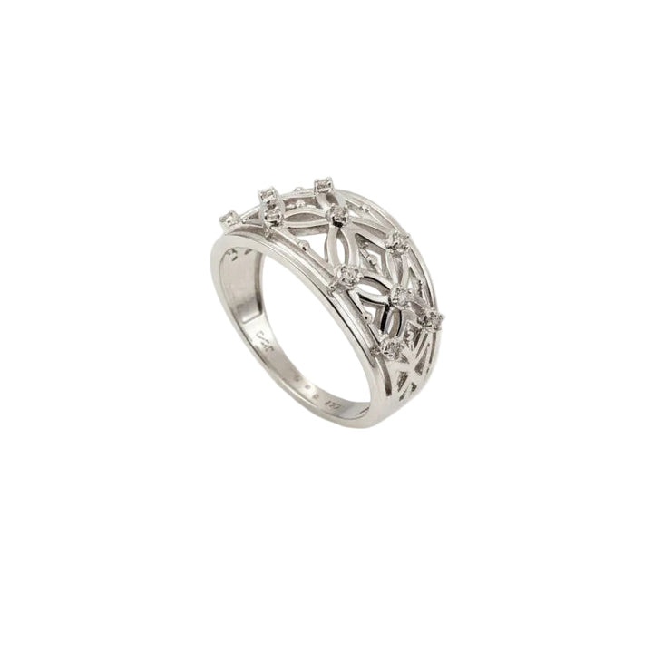 925 Sterling Silver Filigree Cutout Diamond Ring