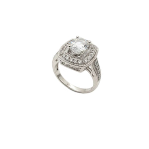 925 Sterling Silver Oval Cut Halo Setting CZ Ring