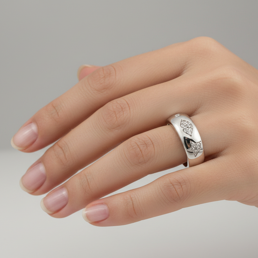 925 Sterling Silver Lip Star Diamond Ring TDW:0.1ct