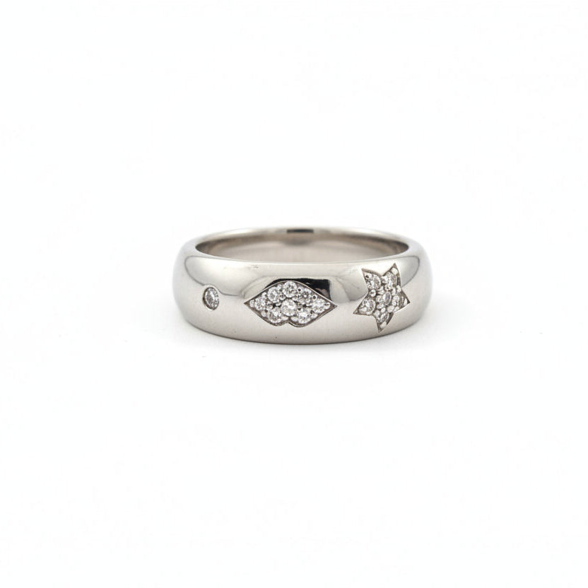 925 Sterling Silver Lip Star Diamond Ring TDW:0.1ct