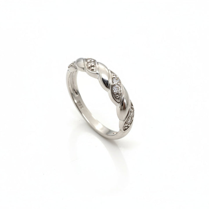925 Sterling Silver Twist Diamond Ring