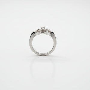 925 Sterling Silver Double Heart Linked Ring with Diamond