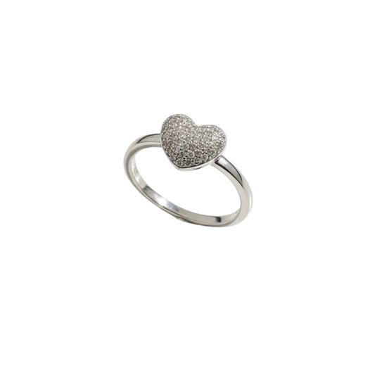 925 Sterling Silver Heart with Diamond Ring