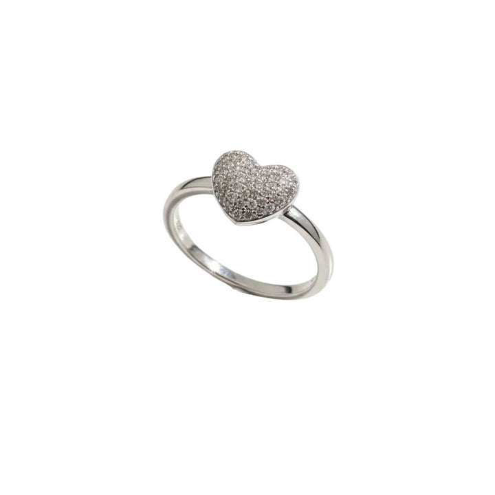 925 Sterling Silver Heart with Diamond Ring