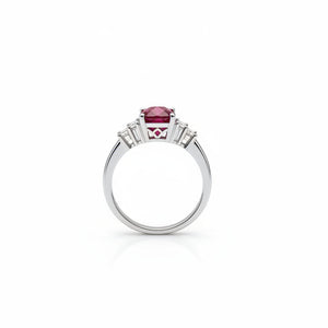 925 Sterling Silver Lab Created Ruby and White Cubic Zirconia Ring