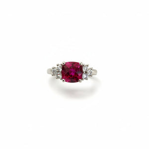925 Sterling Silver Lab Created Ruby and White Cubic Zirconia Ring