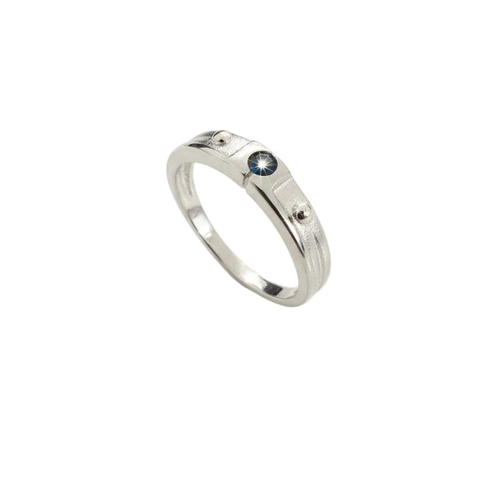 925 Sterling Silver Bezel-Set Sapphire Ring
