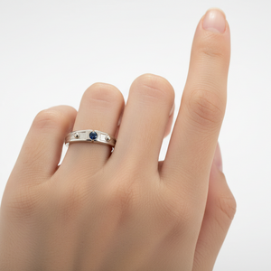 925 Sterling Silver Bezel-Set Sapphire Ring