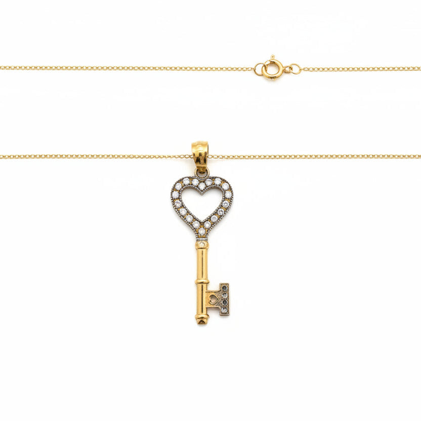 14k Yellow Gold Key Pendant Necklace
