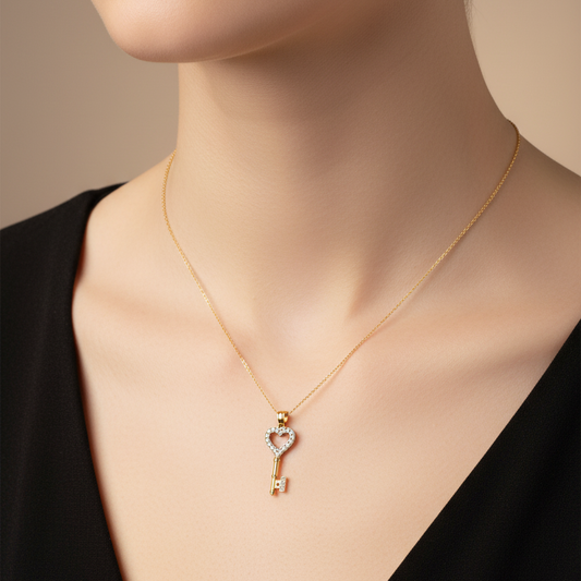 14k Yellow Gold Key Pendant Necklace
