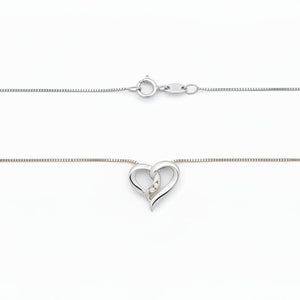 10k White Gold Heart Shaped Diamond Necklace,TDW:0.018ct SI H