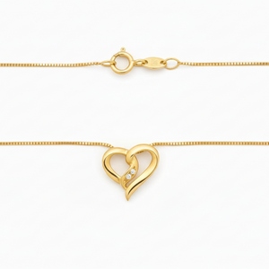 10k Yellow Gold Heart Shaped Diamond Necklace,TDW:0.018ct SI H