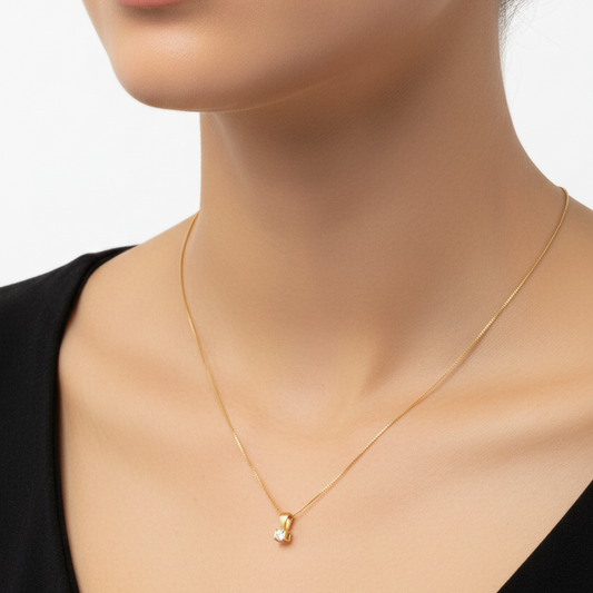 10k Yellow Gold Diamond Necklace,TDW:0.025ct SI H