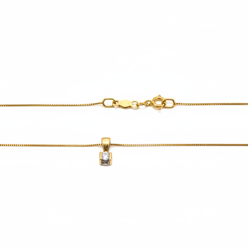 10k Yellow Gold Diamond Necklace,TDW:0.025ct SI H