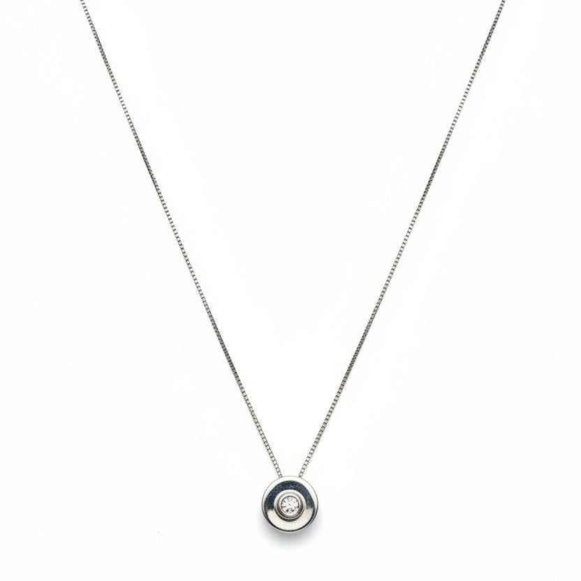 10k White Gold Diamond Necklace,TDW:0.025ct SI H