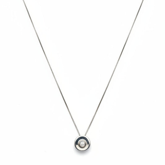 10k White Gold Diamond Necklace,TDW:0.025ct SI H