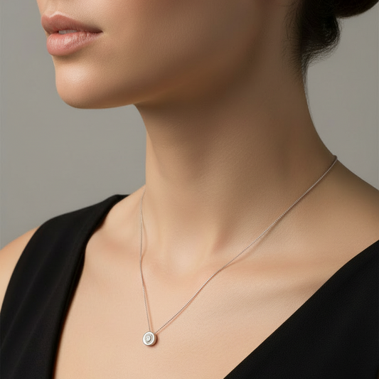 10k White Gold Diamond Necklace,TDW:0.025ct SI H