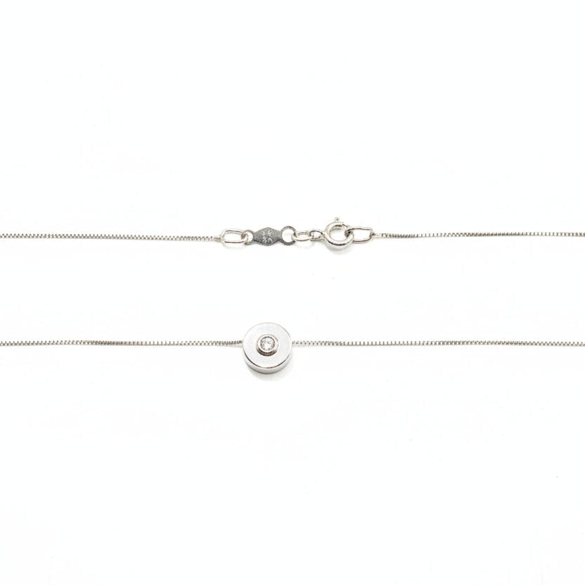 10k White Gold Diamond Necklace,TDW:0.025ct SI H
