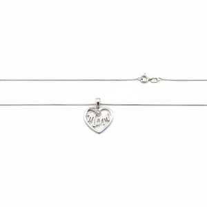 10k White Gold  Letter "MOM" with Diamond Necklace