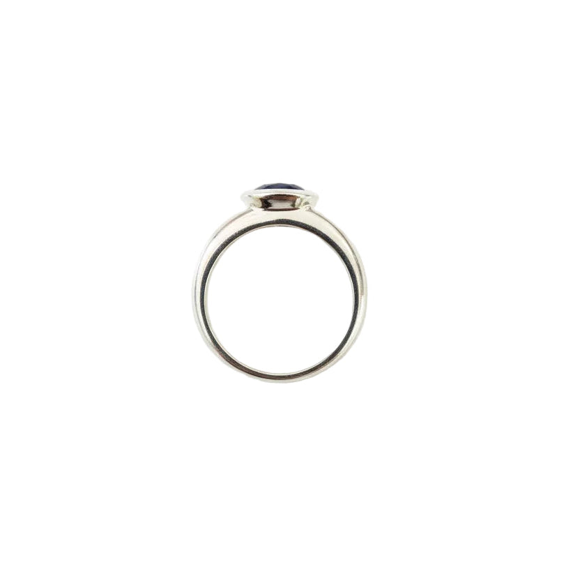 925 Sterling Silver Bezel-Set Blue Topaz Ring, T:1.13ct