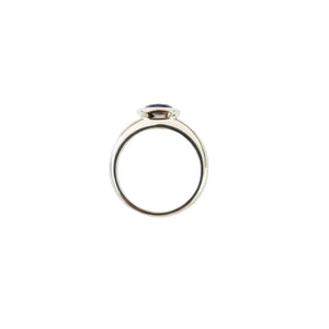 925 Sterling Silver Bezel-Set Blue Topaz Ring, T:1.13ct