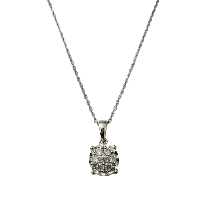 925 Sterling Silver Diamond Cluster Design Necklace