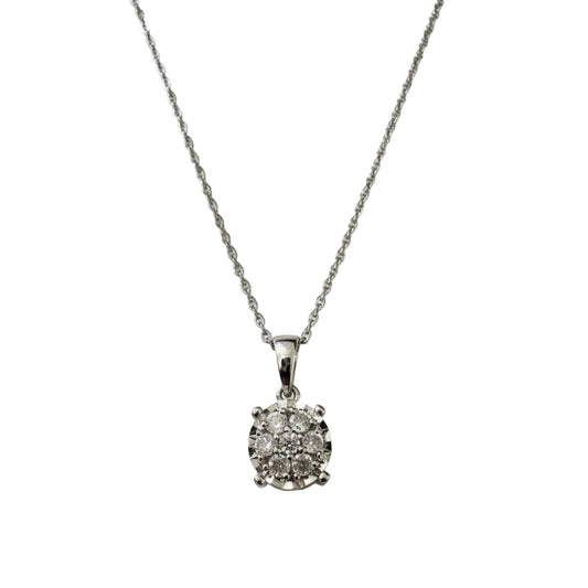925 Sterling Silver Diamond Cluster Design Necklace