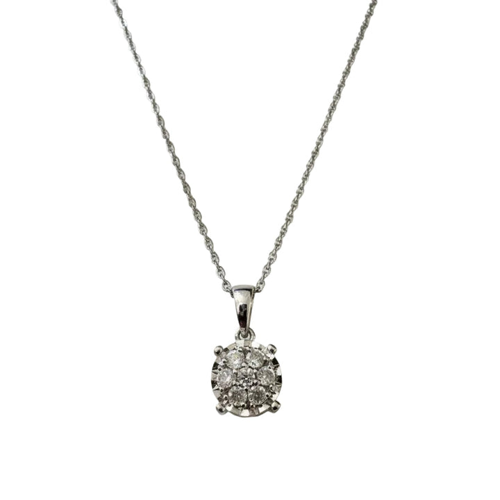 925 Sterling Silver Diamond Cluster Design Necklace