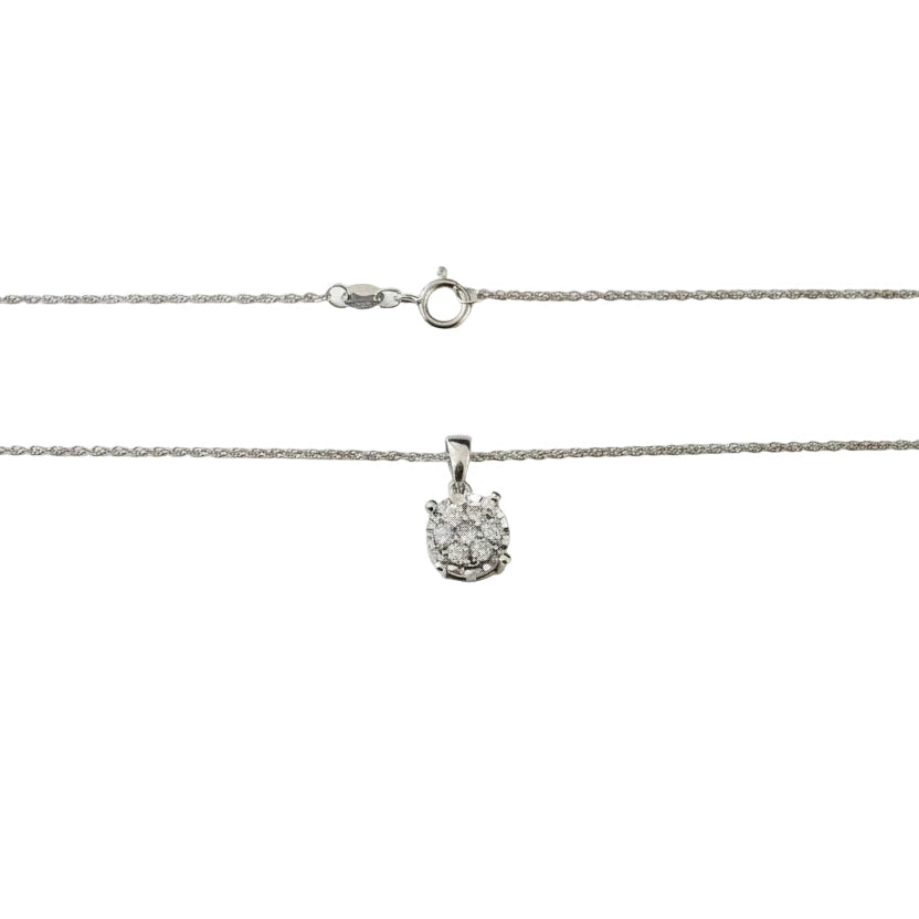 925 Sterling Silver Diamond Cluster Design Necklace