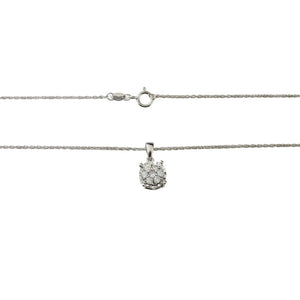 925 Sterling Silver Diamond Cluster Design Necklace