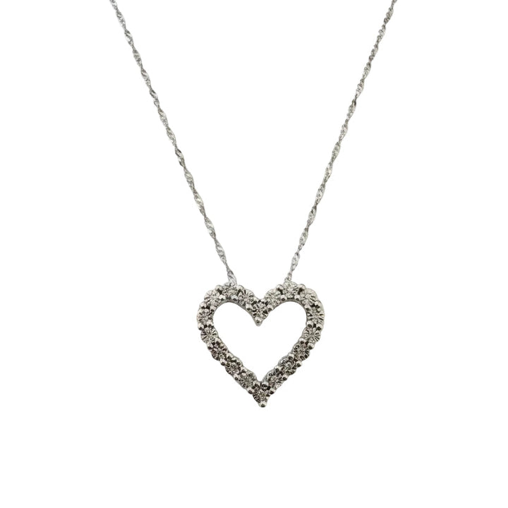925 Sterling Silver Diamond Heart Necklace