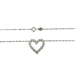 925 Sterling Silver Diamond Heart Necklace