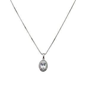 925 Sterling Silver Oval Cut Blue Topaz Necklace