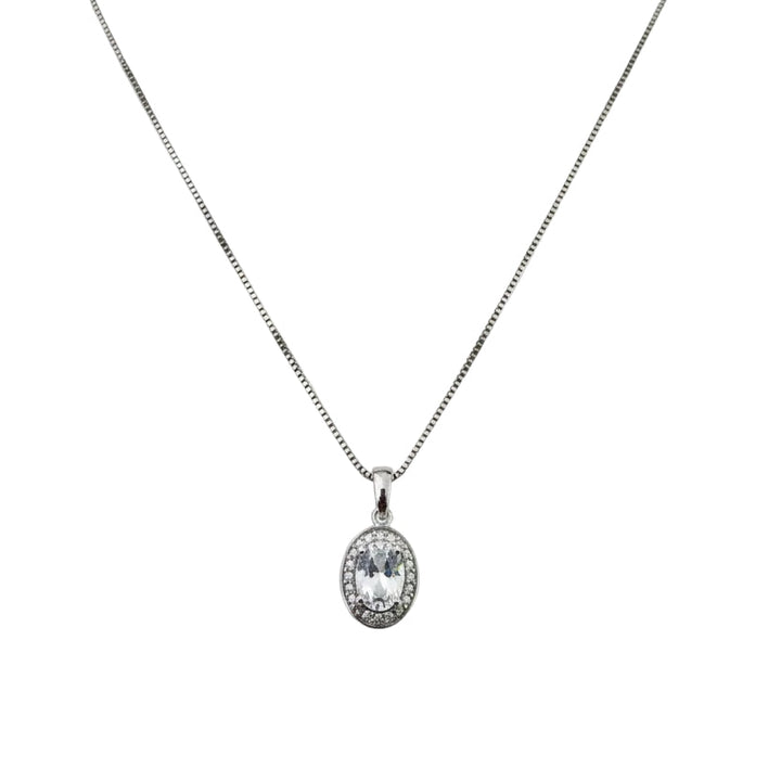 925 Sterling Silver Oval Cut Blue Topaz Necklace