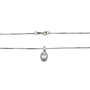 925 Sterling Silver Oval Cut Blue Topaz Necklace